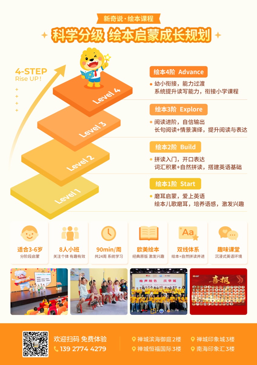 新奇说绘本课程：科学分级绘本启蒙成长规划，4-STEP进阶体系，适合3-6岁